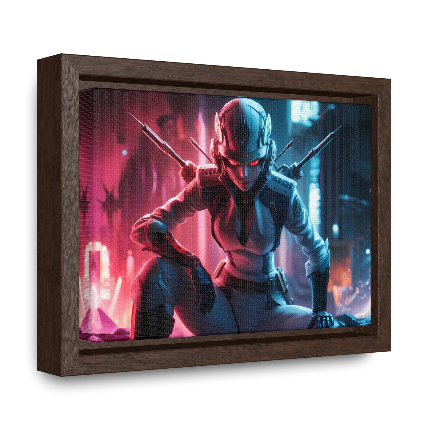 Cybernetic Valkyrie: Neon Enforcer - Gallery Canvas Wraps, Horizontal Frame