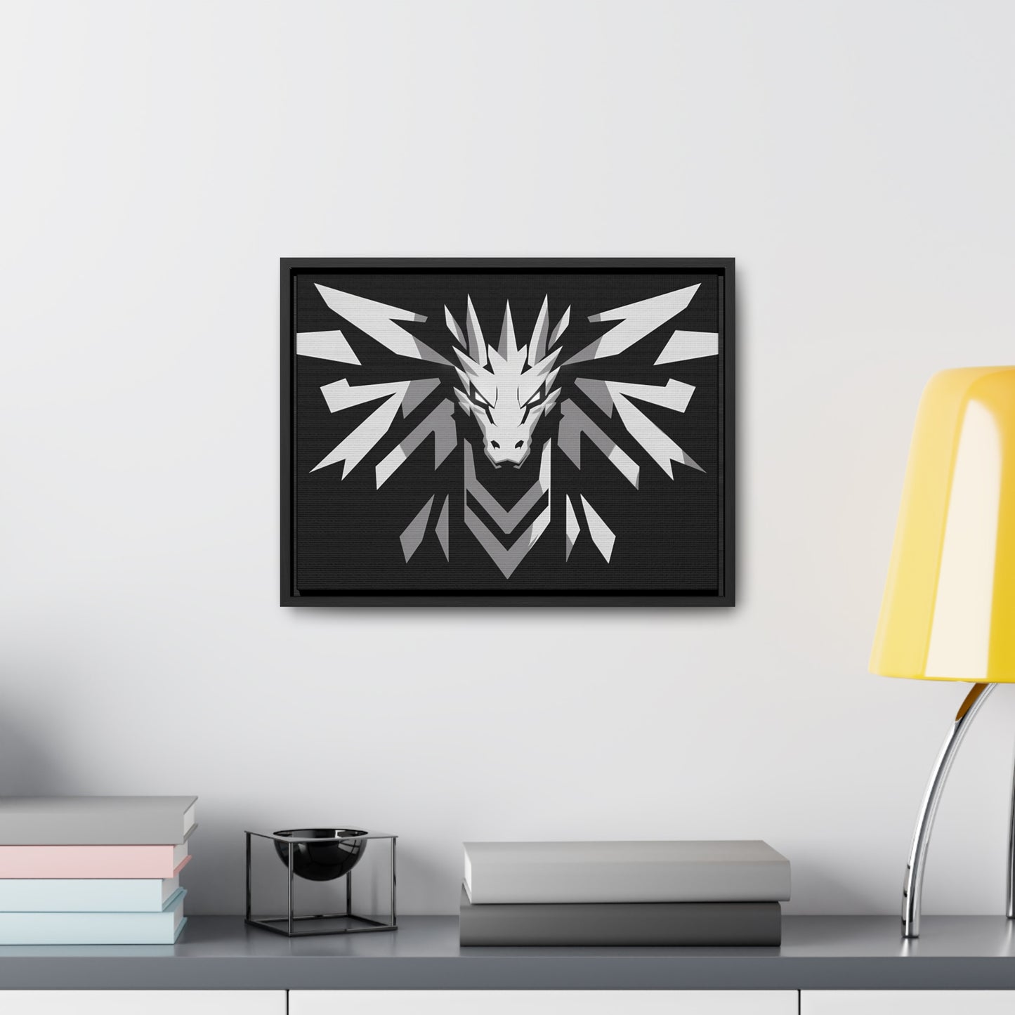 "Silver Dragon Crest" - Gallery Canvas Wraps, Horizontal Frame