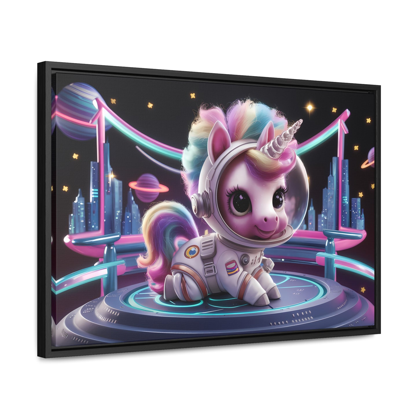 "Galactic Unicorn Explorer" - Gallery Canvas Wraps, Horizontal Frame