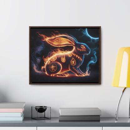 Runic Flame Rabbit - Gallery Canvas Wraps, Horizontal Frame