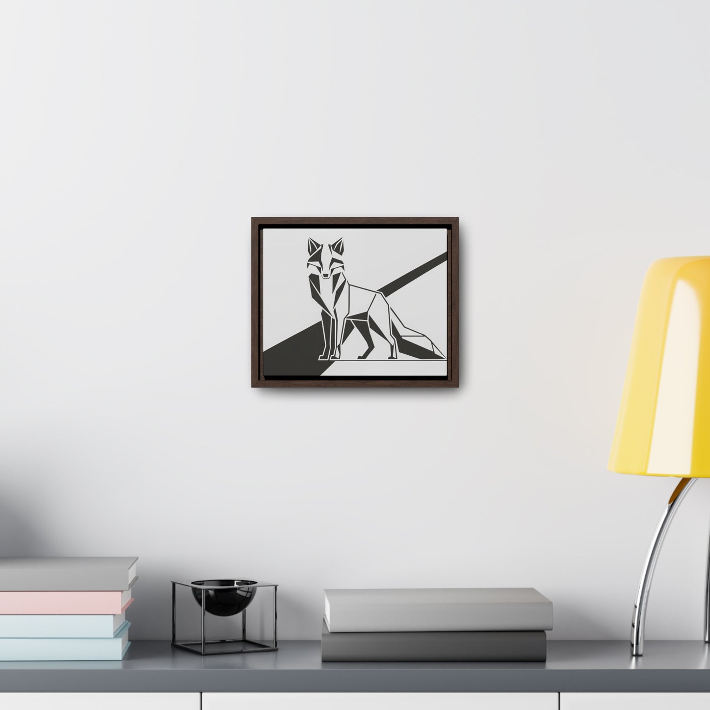 Geometric Fox in Black and White - Gallery Canvas Wraps, Horizontal Frame