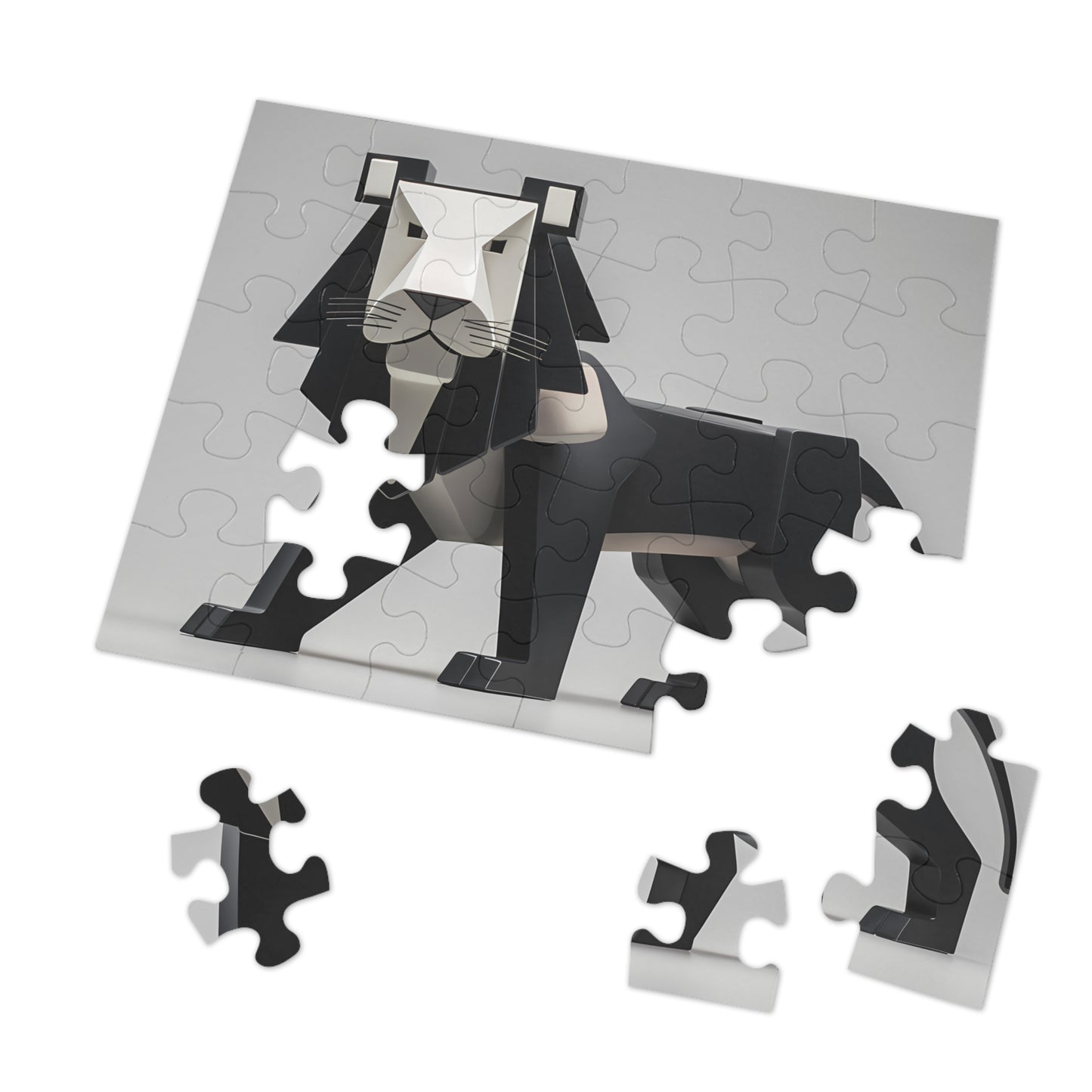 Geometric Lion in Black and White - Jigsaw Puzzle (30, 110, 252, 500,1000-Piece)