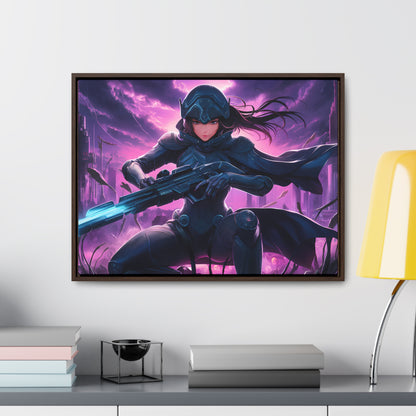 Shadow Sentinel: Neon Hunter - Gallery Canvas Wraps, Horizontal Frame