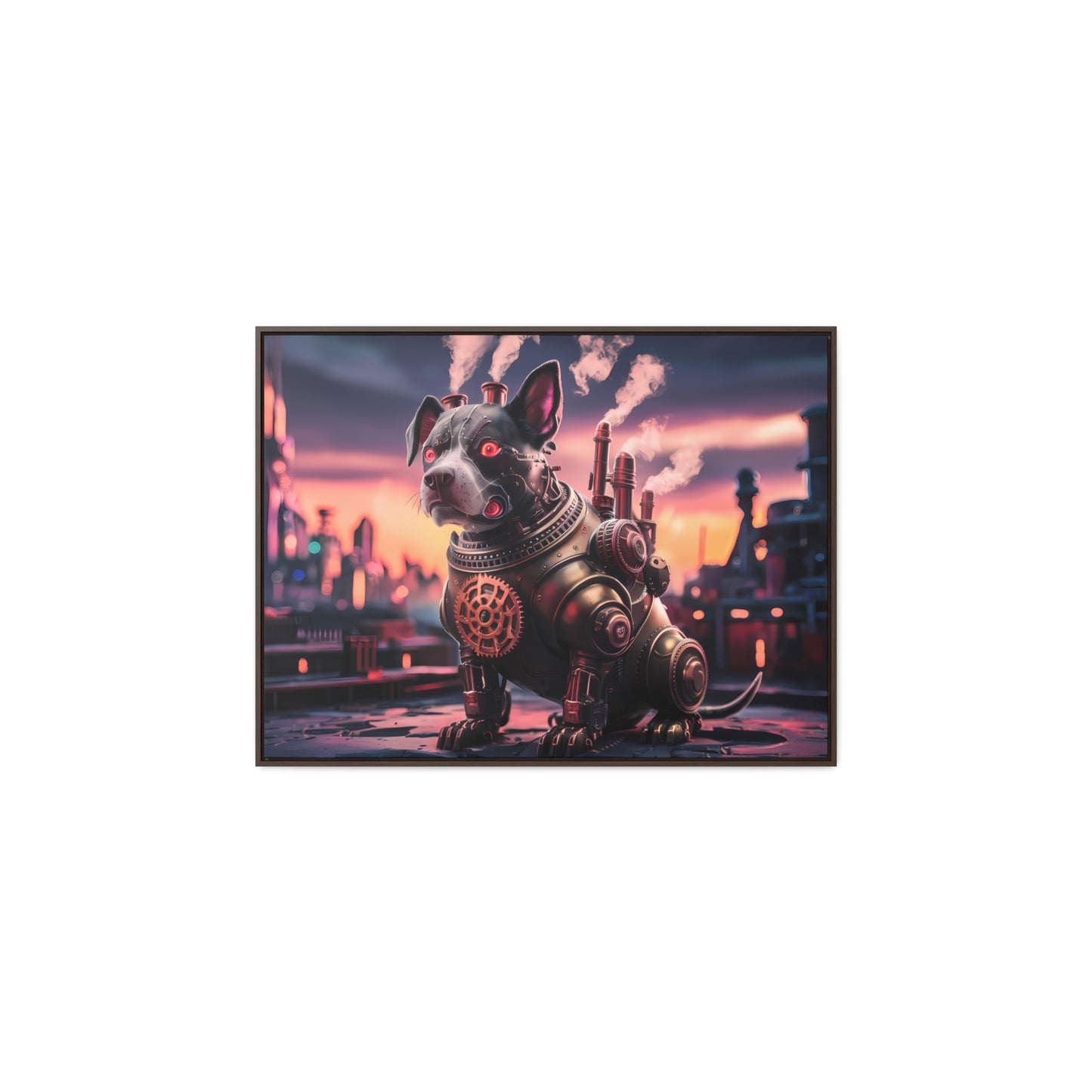 Cyber Canine: Steampunk Sentinel - Gallery Canvas Wraps, Horizontal Frame