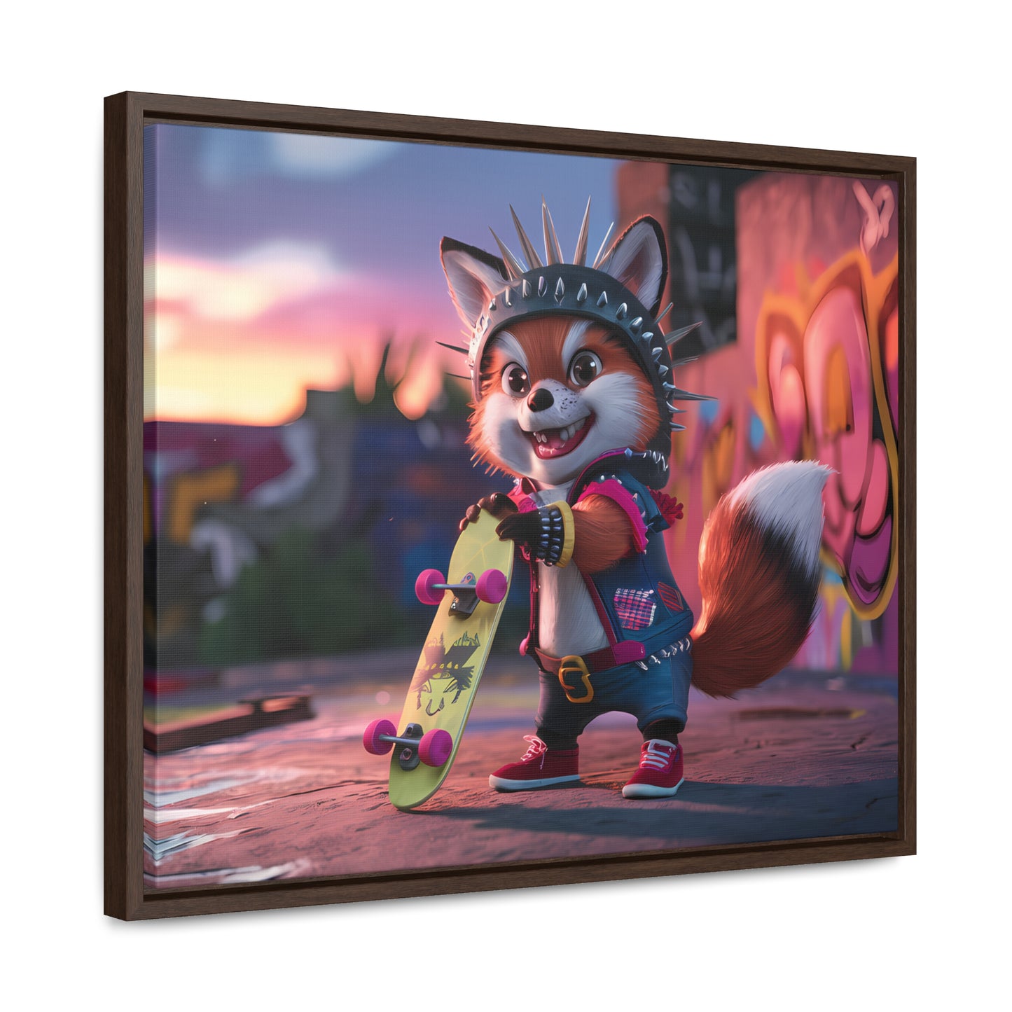 "Punk Skater Fox at Sunset" - Gallery Canvas Wraps, Horizontal Frame