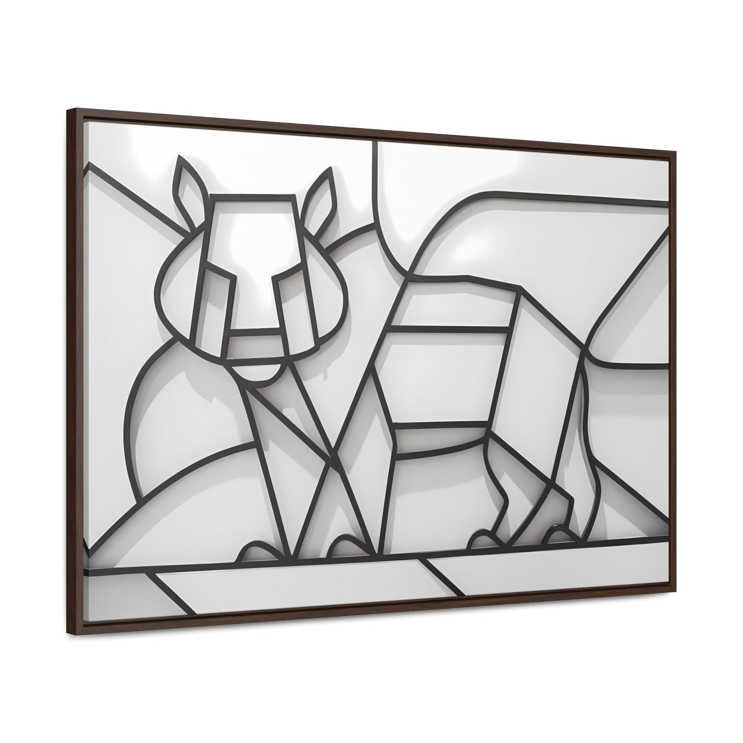 Geometric Rhino in Monochrome - Gallery Canvas Wraps, Horizontal Frame