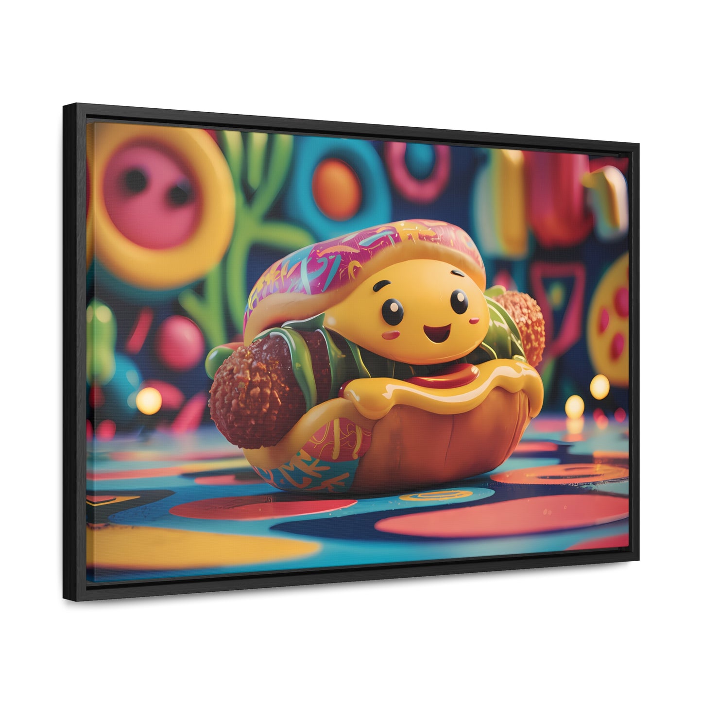 Cheerful Burger Adventure - Gallery Canvas Wraps, Horizontal Frame