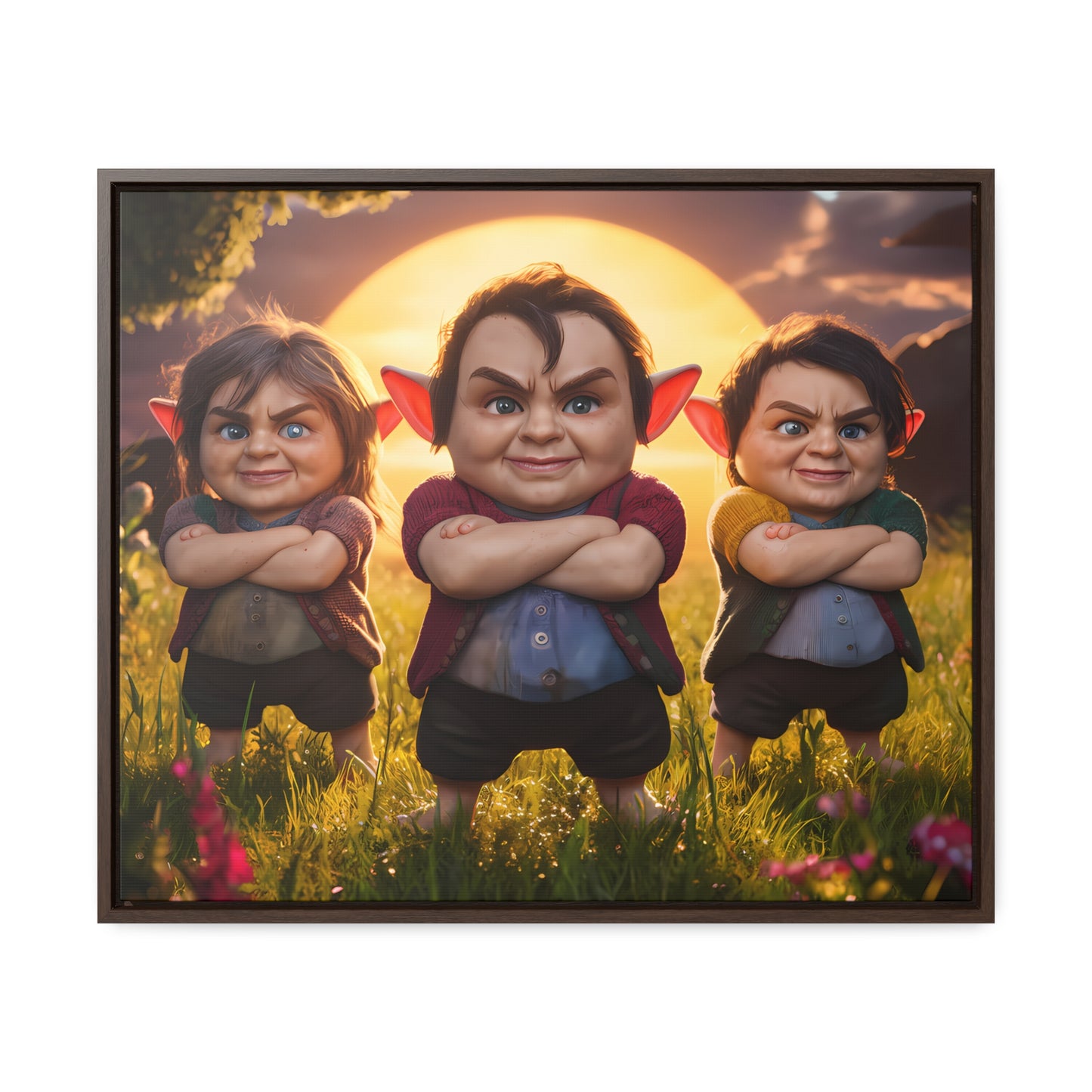 The Mischievous Trio at Sunset - Gallery Canvas Wraps, Horizontal Frame