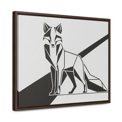 Geometric Fox in Black and White - Gallery Canvas Wraps, Horizontal Frame