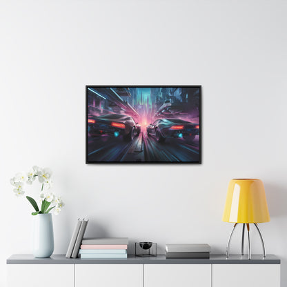 Neon Horizon: Velocity Clash - Gallery Canvas Wraps, Horizontal Frame