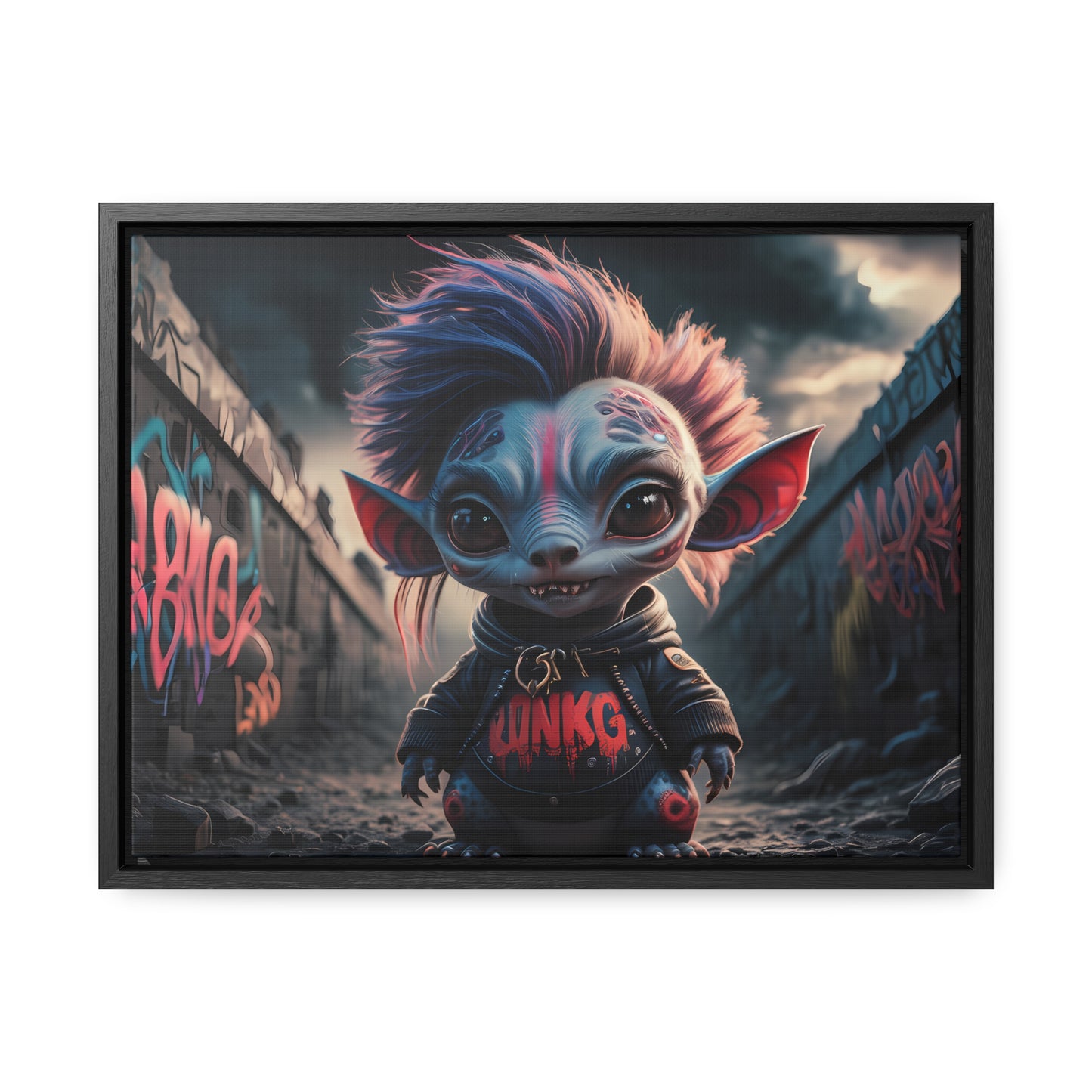 Rebel Gremlin in the Neon Alley - Gallery Canvas Wraps, Horizontal Frame