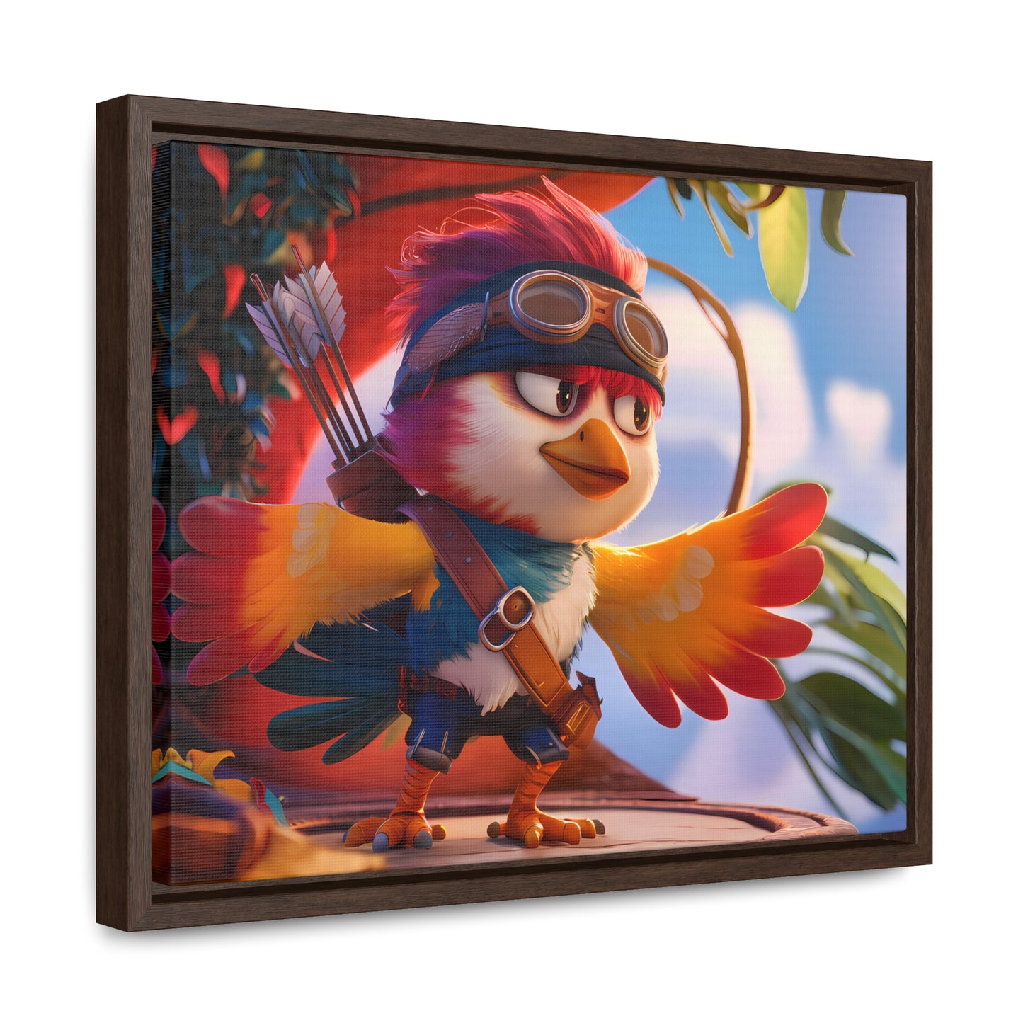 "Feathered Adventurer: The Brave Bird Archer" - Gallery Canvas Wraps, Horizontal Frame