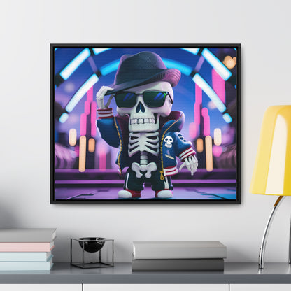 "Neon Skull Groove" - Gallery Canvas Wraps, Horizontal Frame