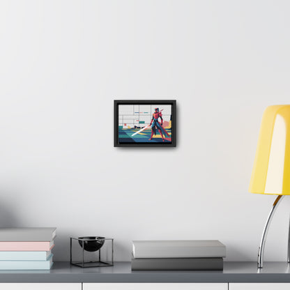 Neon Knight in a Digital Realm - Gallery Canvas Wraps, Horizontal Frame