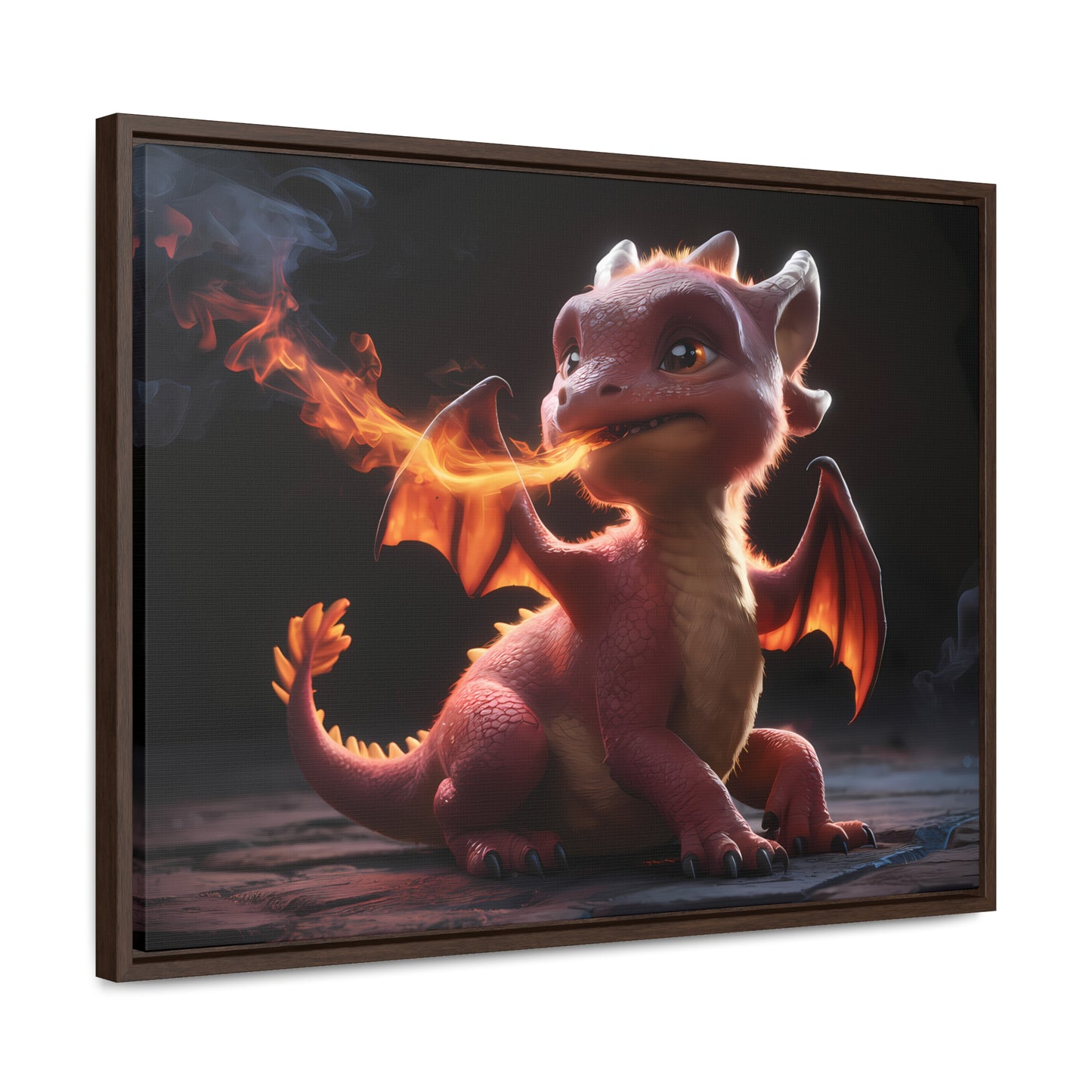 "Baby Dragon's First Flame" - Gallery Canvas Wraps, Horizontal Frame