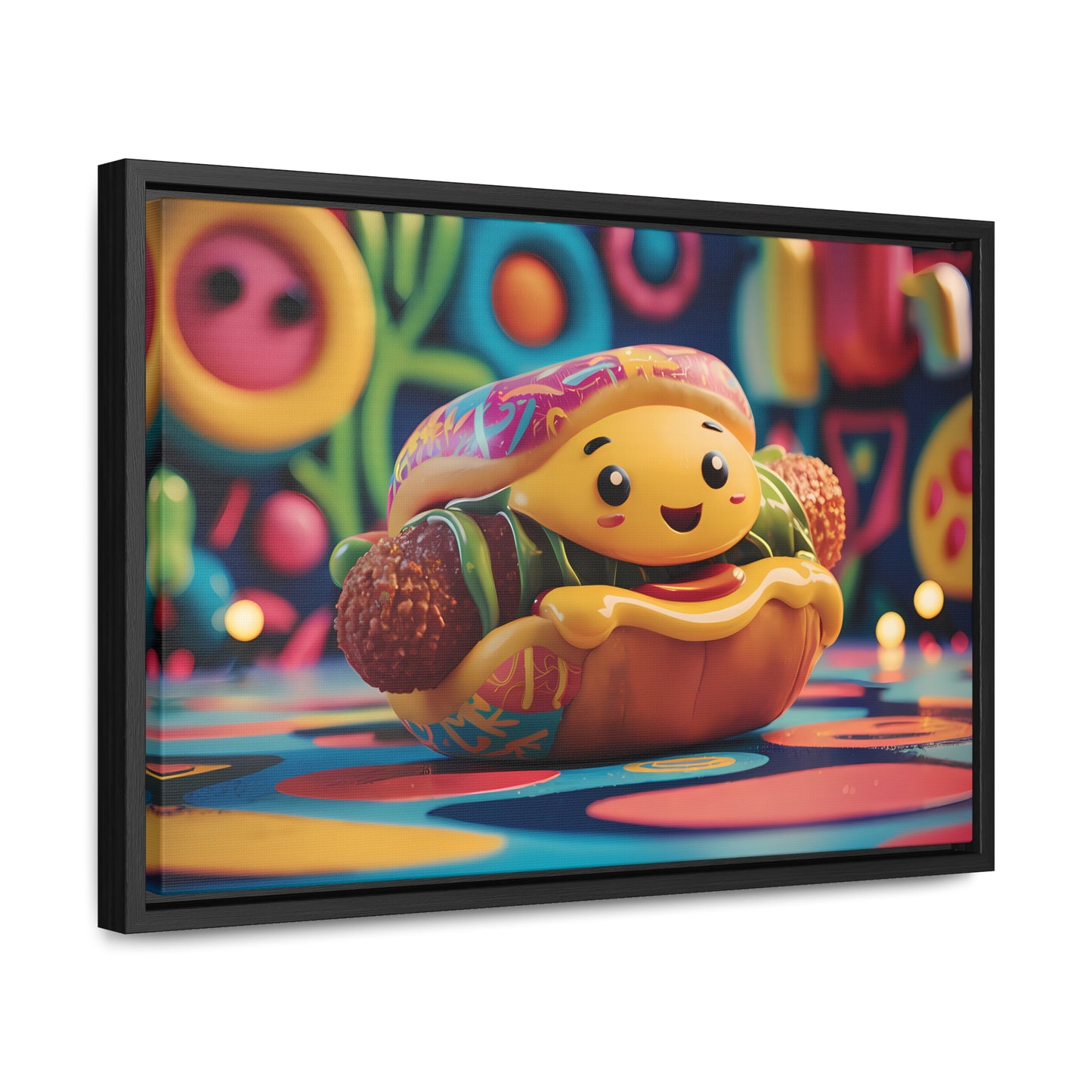 Cheerful Burger Adventure - Gallery Canvas Wraps, Horizontal Frame