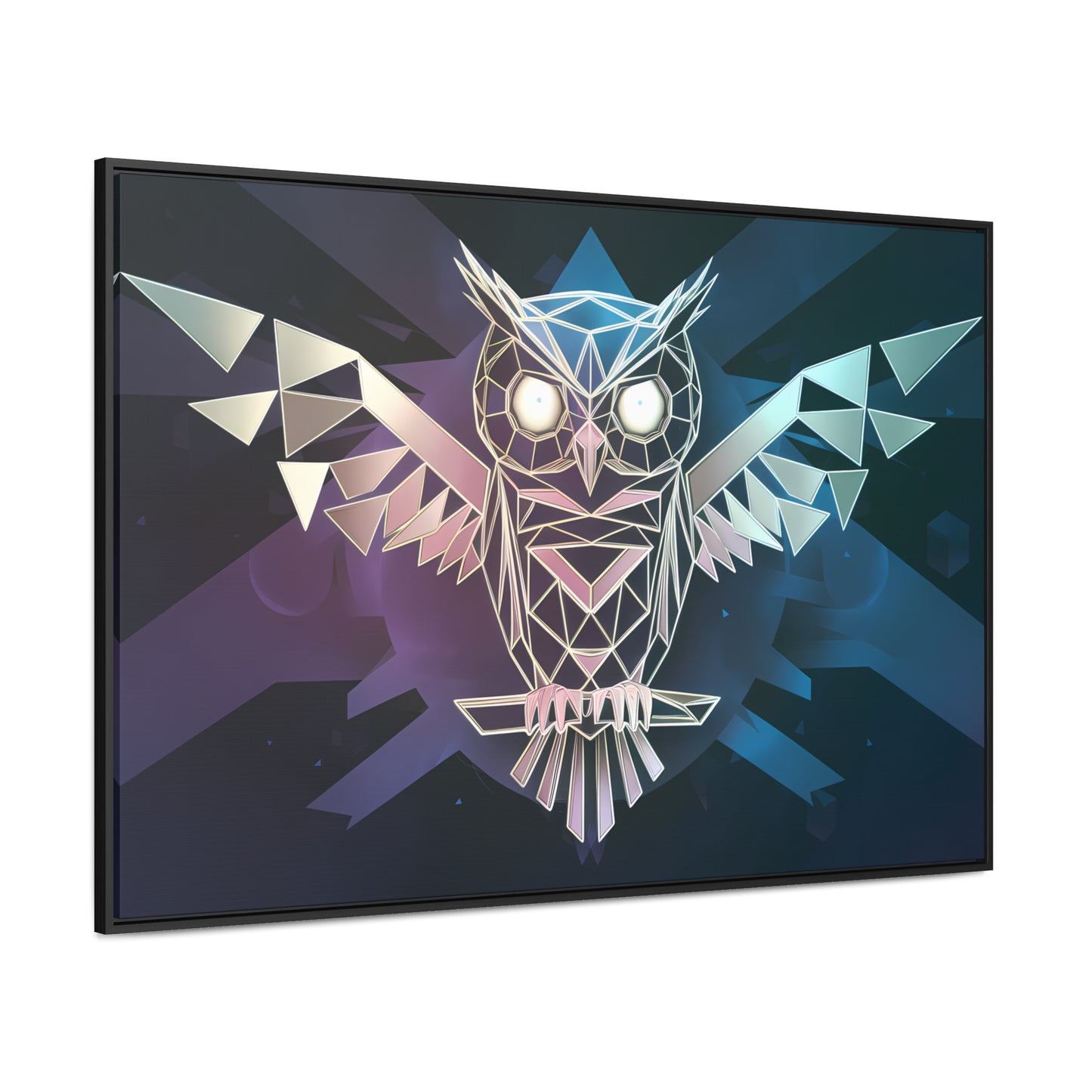 "Geometric Owl of Wisdom" - Gallery Canvas Wraps, Horizontal Frame