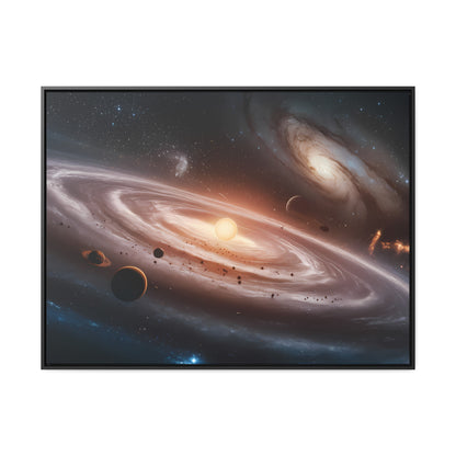 Celestial Symphony: The Dance of Galaxies and Planets - Gallery Canvas Wraps, Horizontal Frame