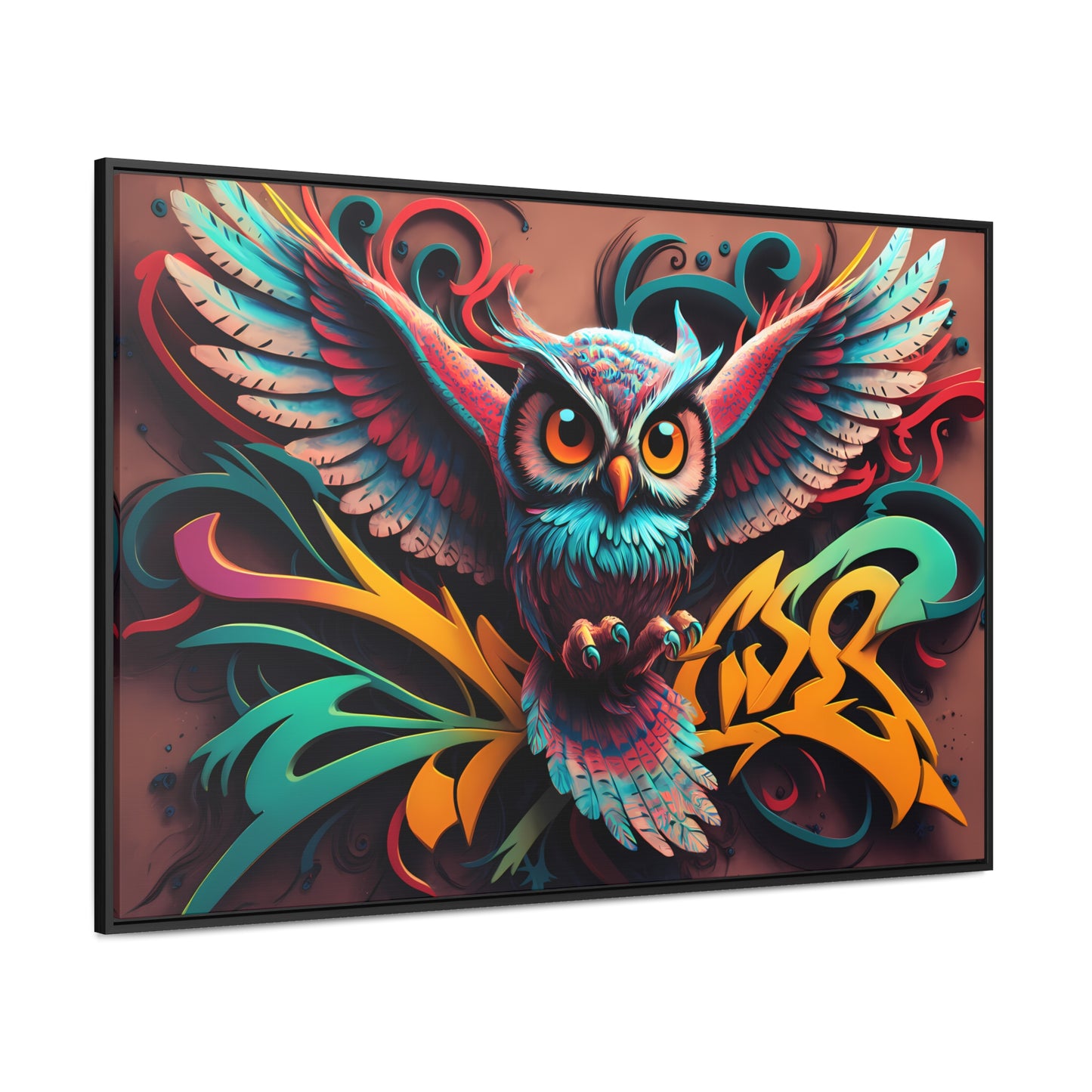 Vibrant Owl Symphony - Gallery Canvas Wraps, Horizontal Frame