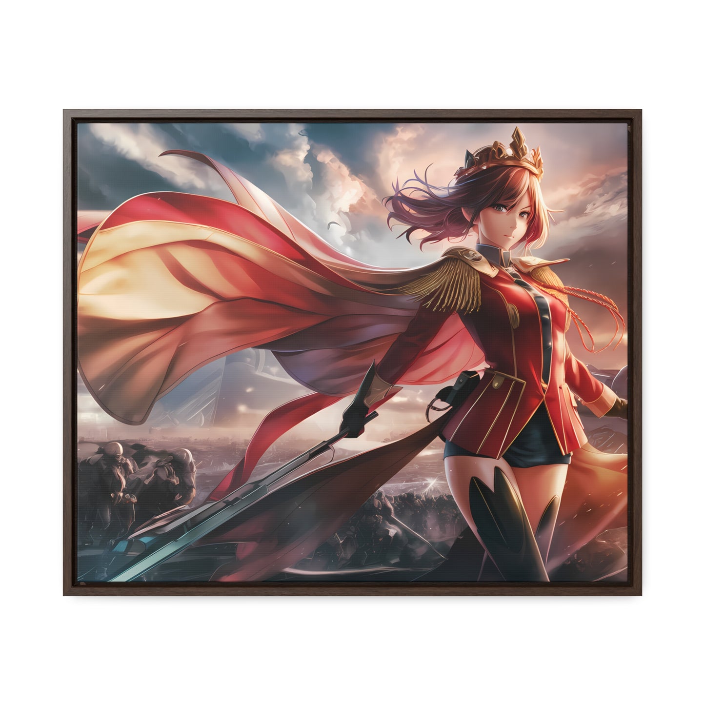 "Crimson Empress: Battle's Edge" - Gallery Canvas Wraps, Horizontal Frame