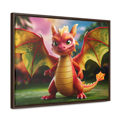 "Playful Baby Dragon in a Magical Forest" - Gallery Canvas Wraps, Horizontal Frame