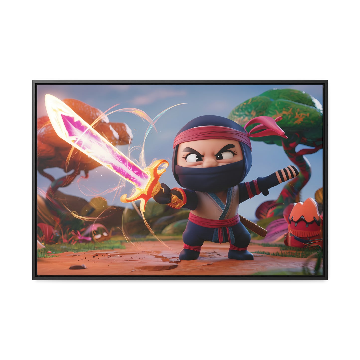 Ninja's Radiant Blade Adventure - Gallery Canvas Wraps, Horizontal Frame