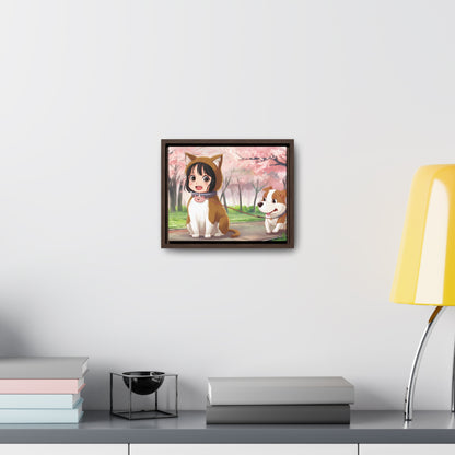 Blossom Walk with My Furry Friends - Gallery Canvas Wraps, Horizontal Frame