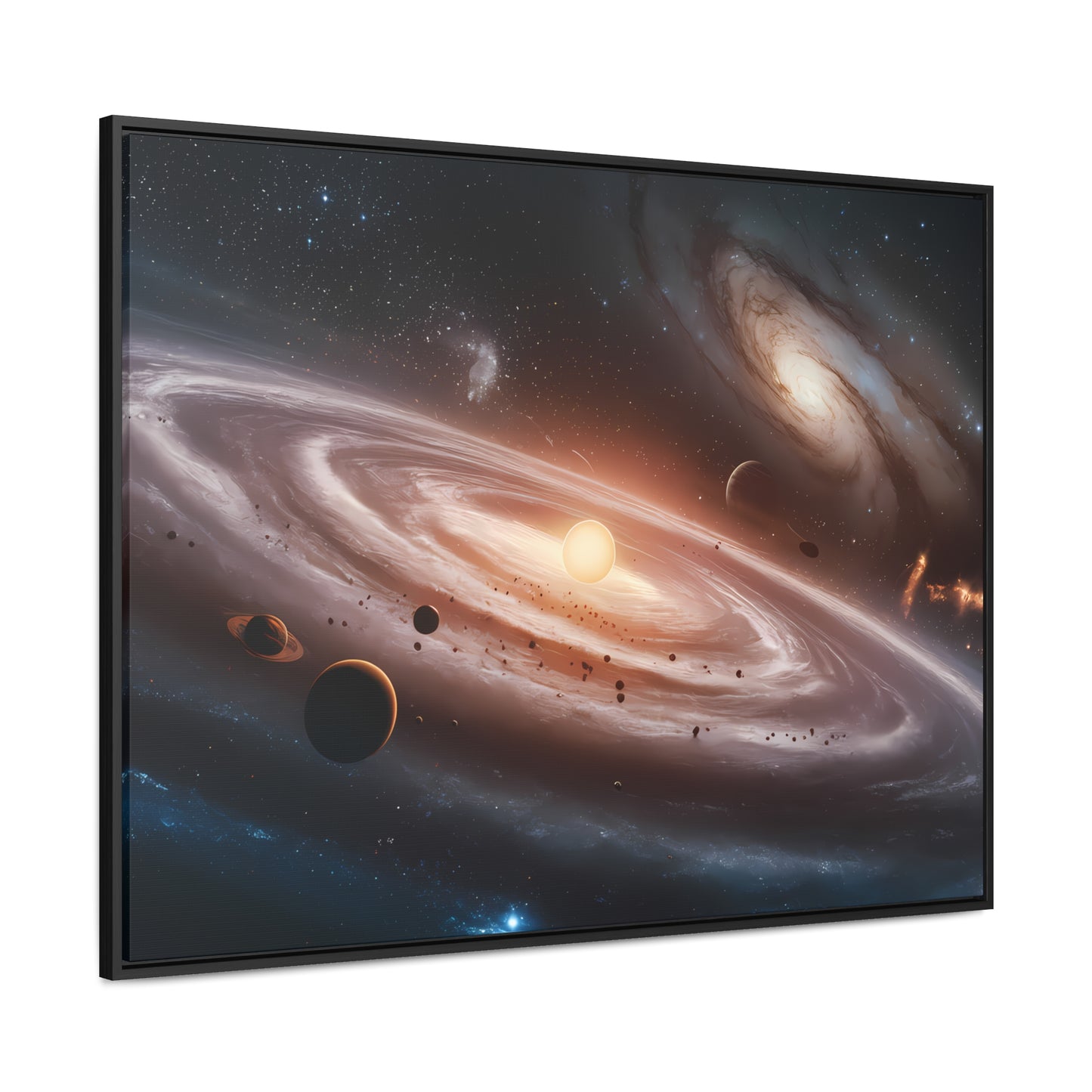 Celestial Symphony: The Dance of Galaxies and Planets - Gallery Canvas Wraps, Horizontal Frame