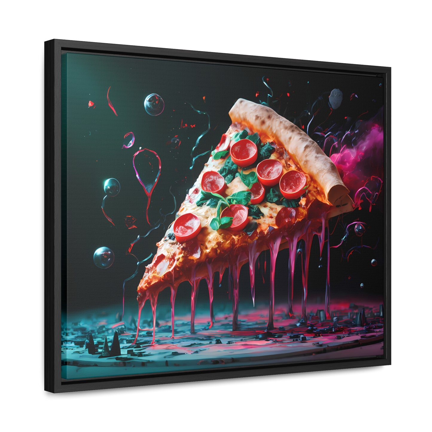 "Cosmic Slice of Pizza Bliss" - Gallery Canvas Wraps, Horizontal Frame