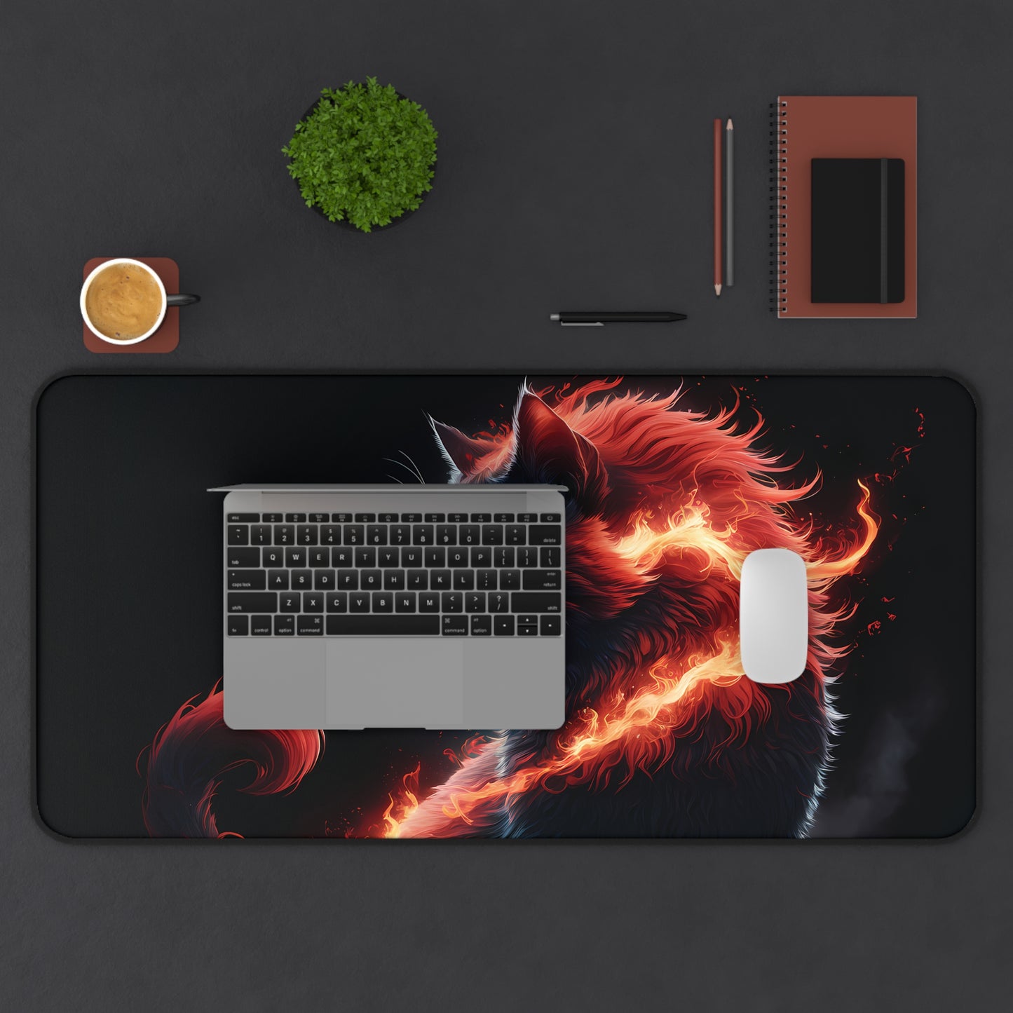 Mystical Fire Cat - Desk Mat