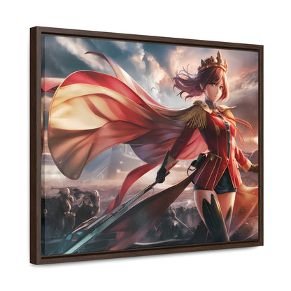 "Crimson Empress: Battle's Edge" - Gallery Canvas Wraps, Horizontal Frame