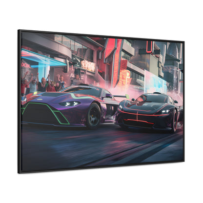 Neon Drift Showdown - Gallery Canvas Wraps, Horizontal Frame