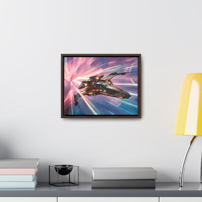 "Starship Through the Cosmic Rift" - Gallery Canvas Wraps, Horizontal Frame