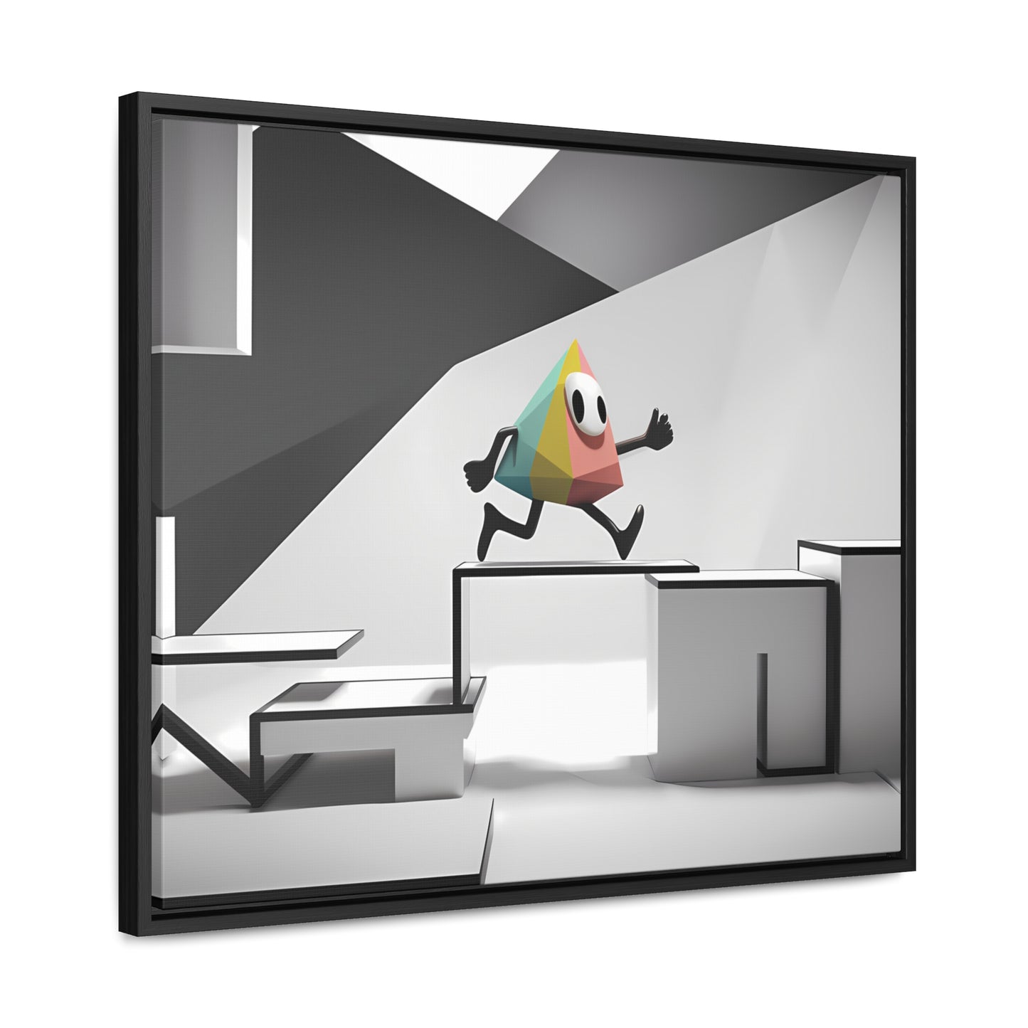 Geometric Adventure in Monochrome World - Gallery Canvas Wraps, Horizontal Frame