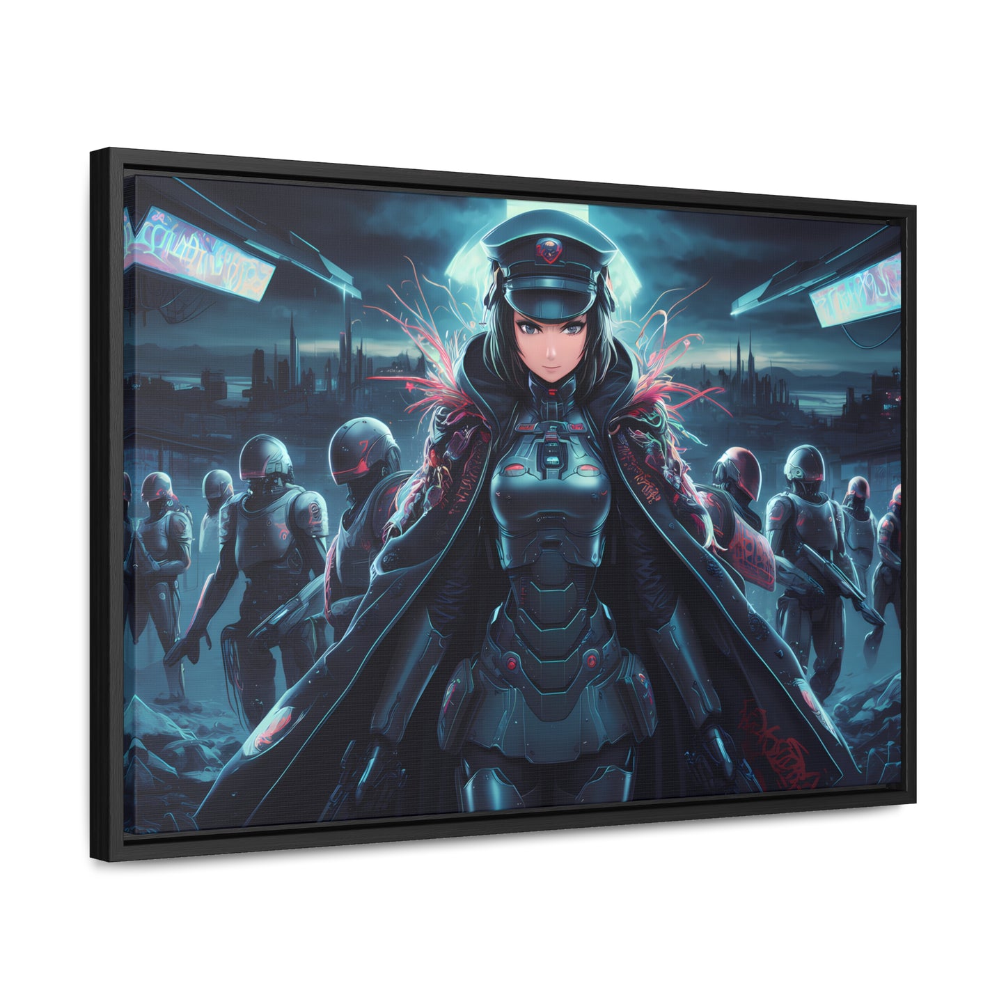 Cybernetic Enforcer: Rise of the Neon Syndicate - Gallery Canvas Wraps, Horizontal Frame