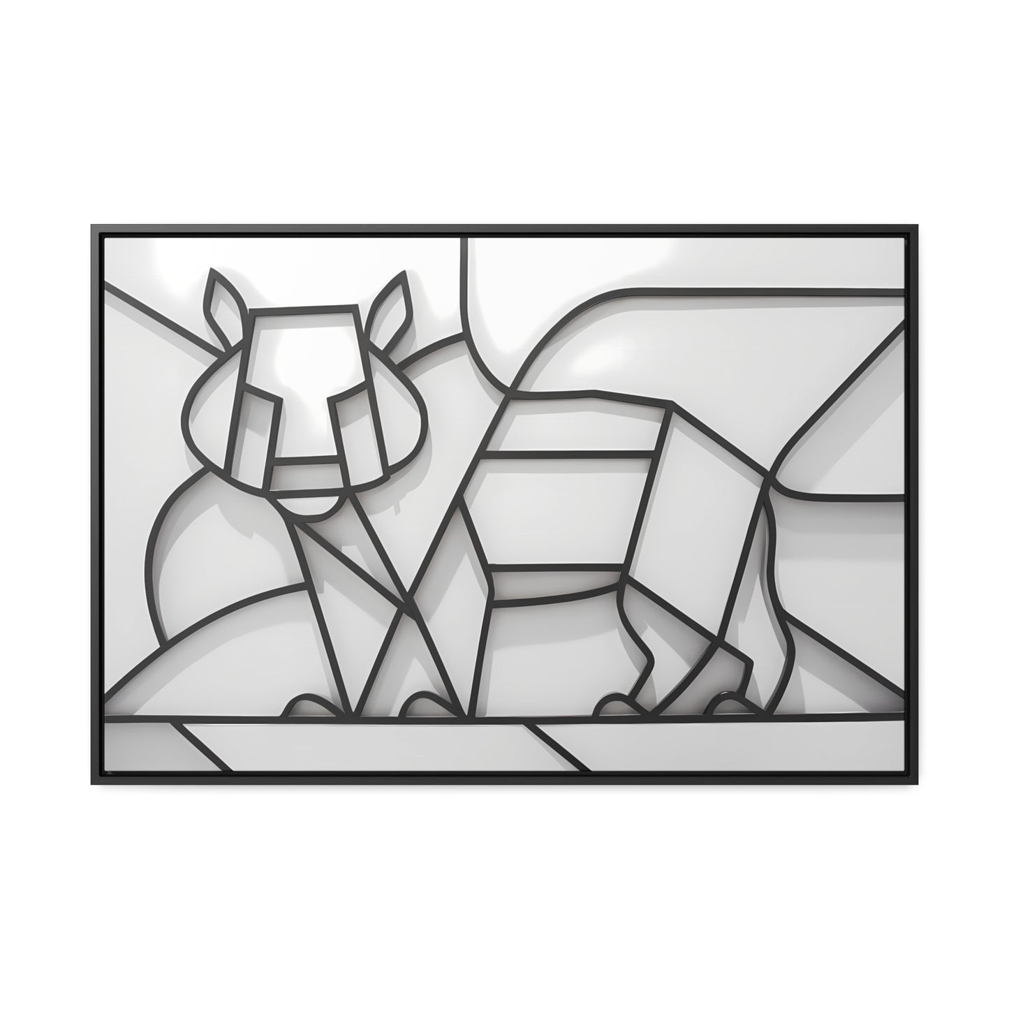 Geometric Rhino in Monochrome - Gallery Canvas Wraps, Horizontal Frame