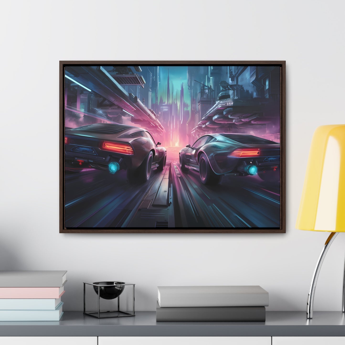 Neon Horizon: Velocity Clash - Gallery Canvas Wraps, Horizontal Frame