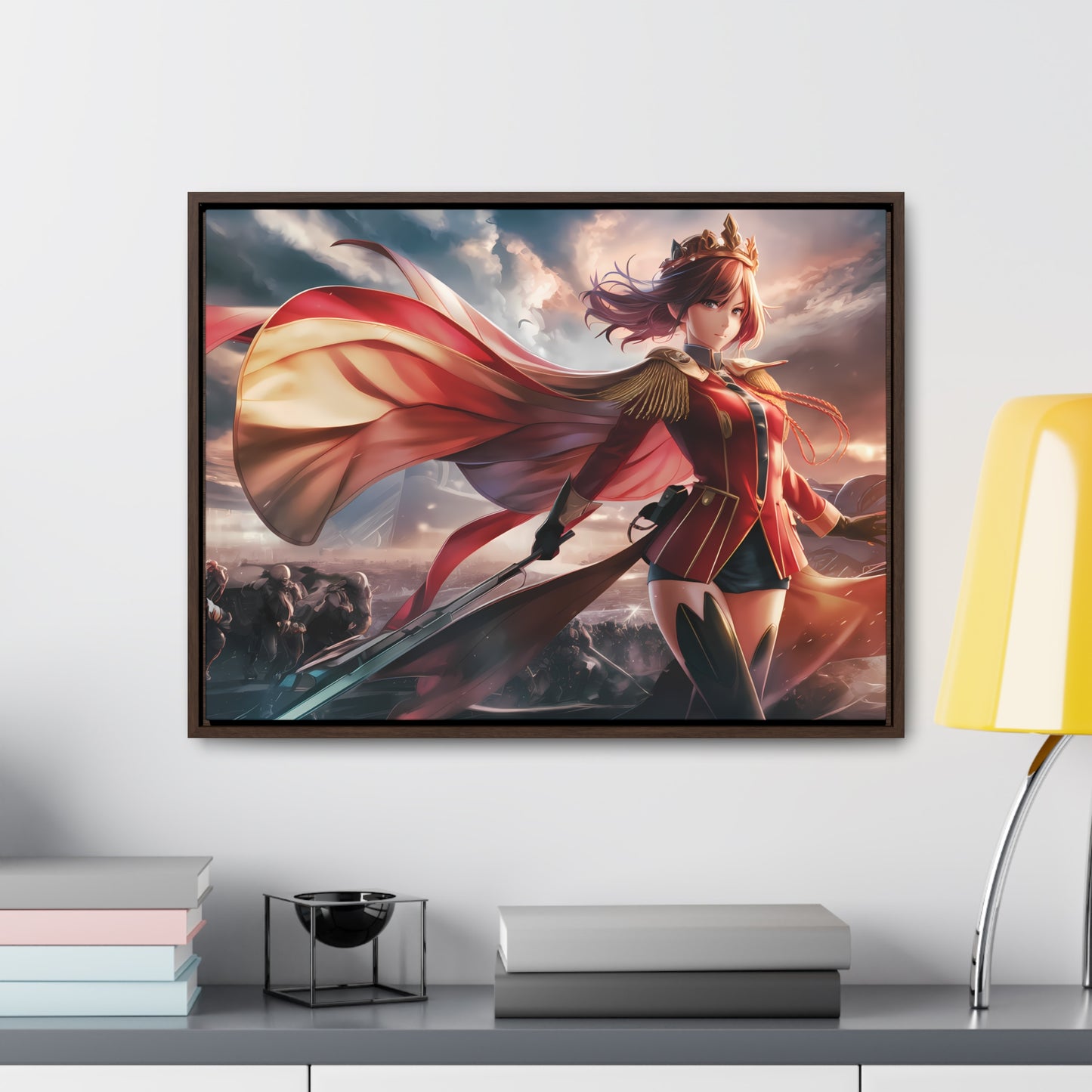 "Crimson Empress: Battle's Edge" - Gallery Canvas Wraps, Horizontal Frame