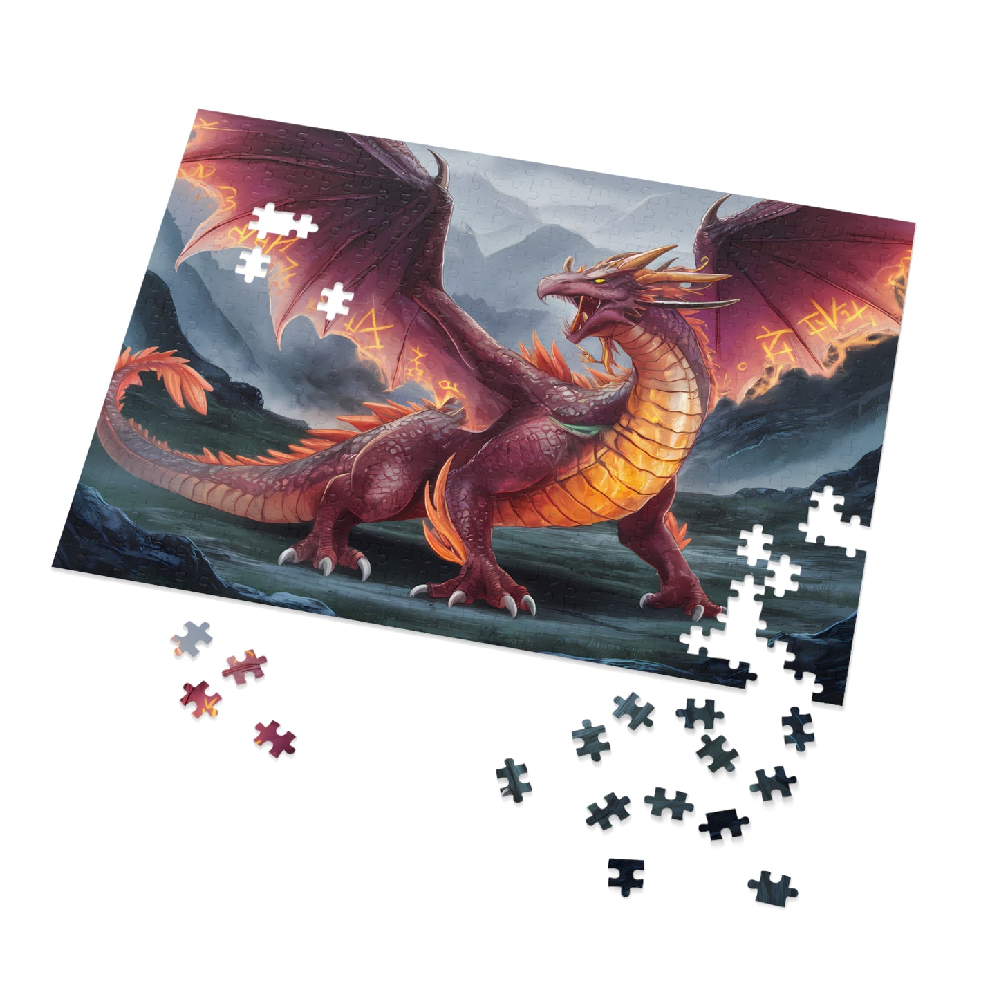 Flamebound Sentinel of the Ancient Peaks - Jigsaw Puzzle (30, 110, 252, 500,1000-Piece)