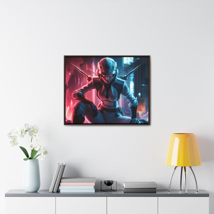 Cybernetic Valkyrie: Neon Enforcer - Gallery Canvas Wraps, Horizontal Frame