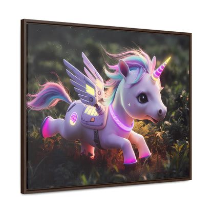 "Cybernetic Unicorn's Twilight Adventure" - Gallery Canvas Wraps, Horizontal Frame