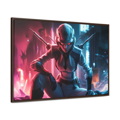 Cybernetic Valkyrie: Neon Enforcer - Gallery Canvas Wraps, Horizontal Frame