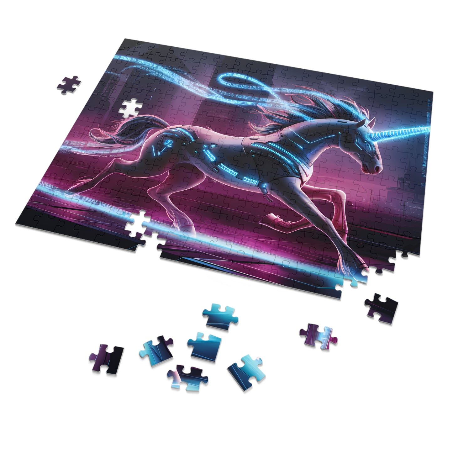 Cyber Unicorn in the Neon City - Jigsaw Puzzle (30, 110, 252, 500,1000-Piece)