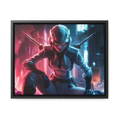 Cybernetic Valkyrie: Neon Enforcer - Gallery Canvas Wraps, Horizontal Frame