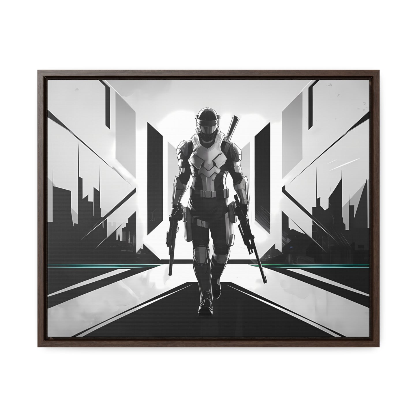 Sentinel of the Neon Metropolis - Gallery Canvas Wraps, Horizontal Frame