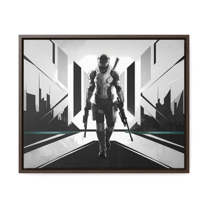 Sentinel of the Neon Metropolis - Gallery Canvas Wraps, Horizontal Frame