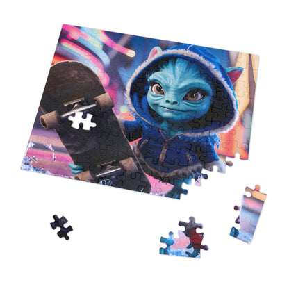 Skateboarding Alien in a Neon City - Jigsaw Puzzle (30, 110, 252, 500,1000-Piece)