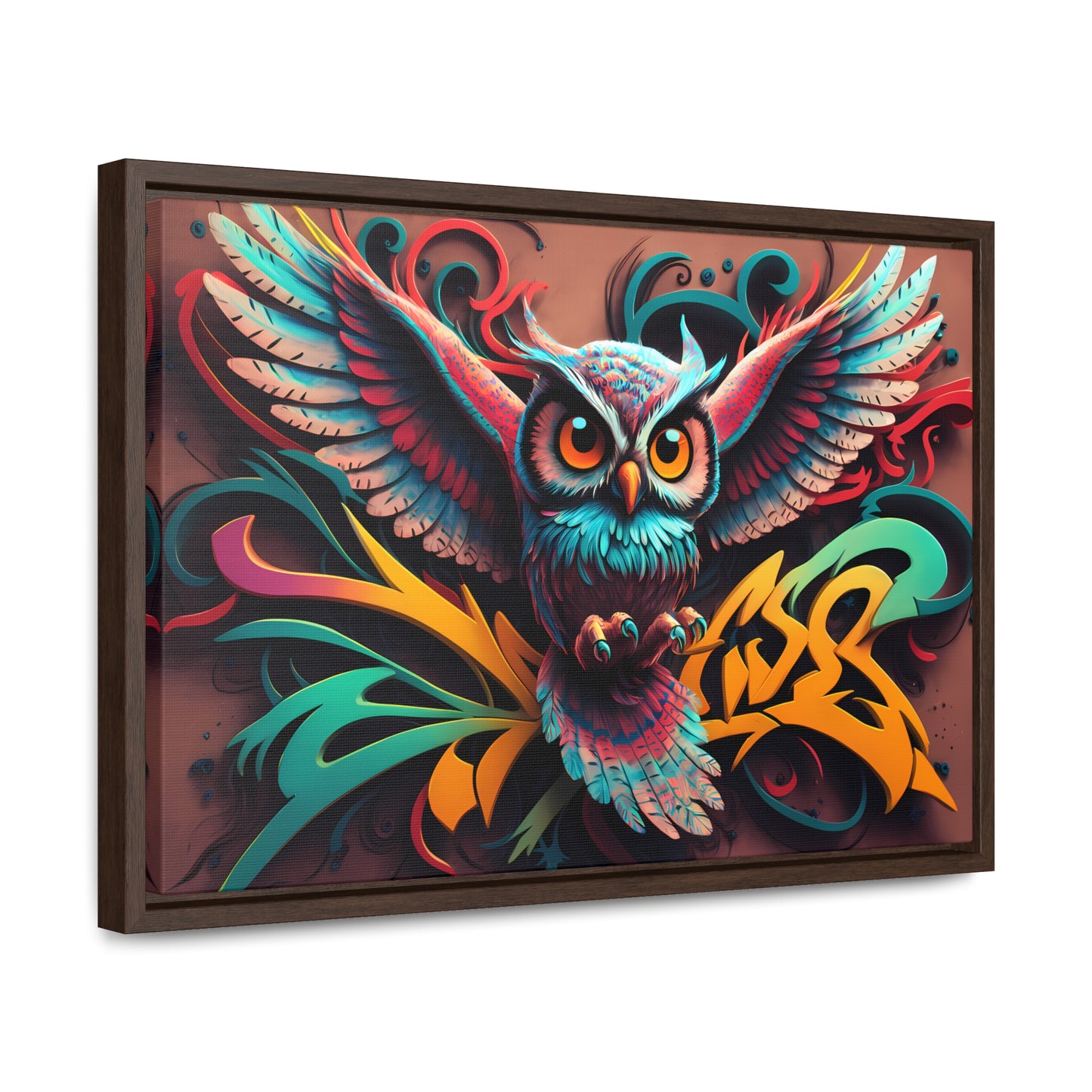 Vibrant Owl Symphony - Gallery Canvas Wraps, Horizontal Frame