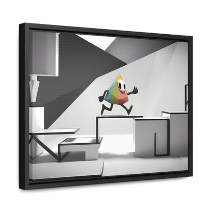 Geometric Adventure in Monochrome World - Gallery Canvas Wraps, Horizontal Frame