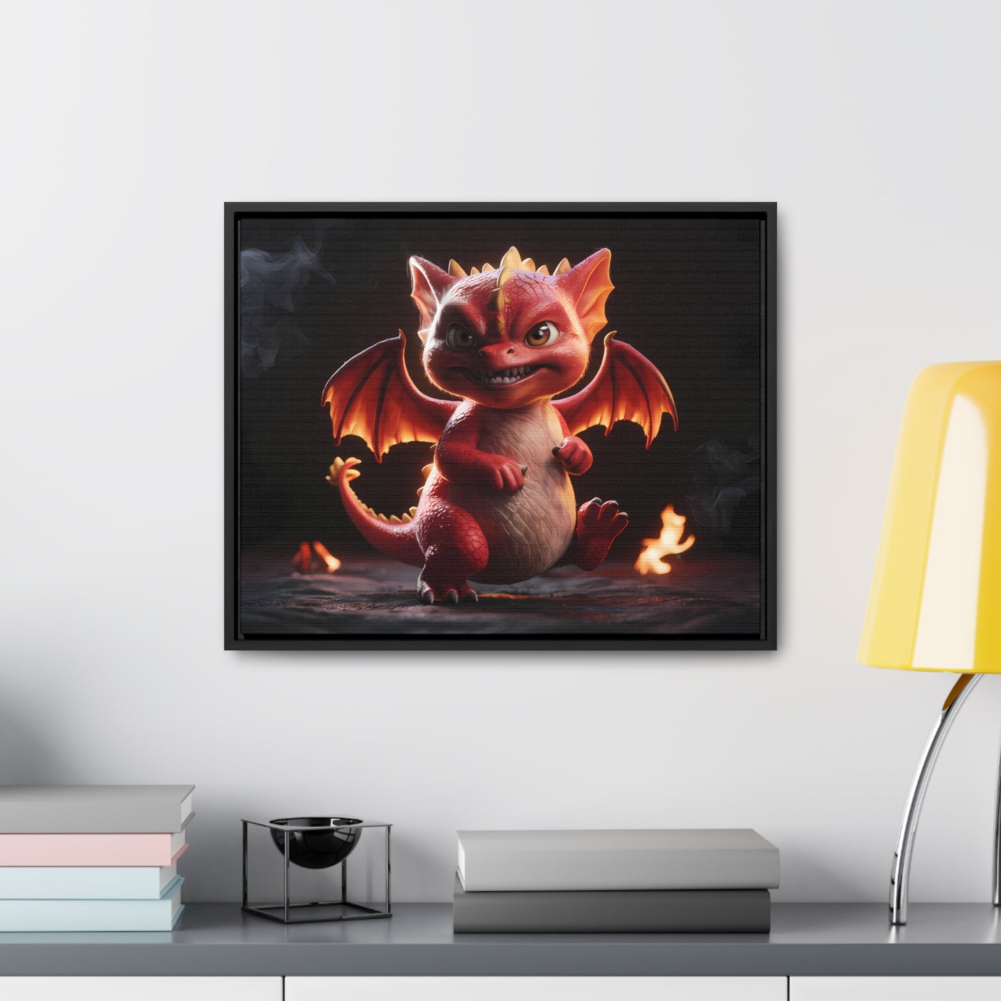 "Fiery Little Guardian" - Gallery Canvas Wraps, Horizontal Frame